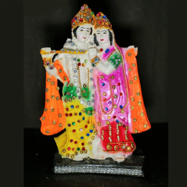 12.5 Inch Bejeweled Radha Krishna Idol Statue