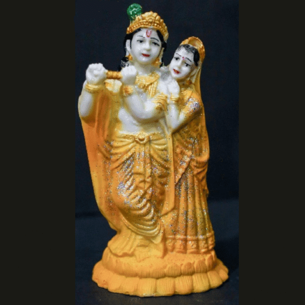 9.5 Inch Sparkling Yellow Radha Krishna Idol
