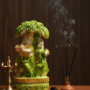 10 Inch Hand-Painted Polyresin Radha Krishna Under Tree Idol