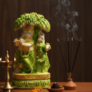 10 Inch Hand-Painted Polyresin Radha Krishna Under Tree Idol