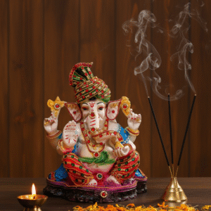 11 Inch Ganesha Idol, Jeweled Pagdi Ganesha, Luxury Ganpati Murti, Rhinestone Ganesha Statue, Ganesh Idol NGT-106, Grand Mandir Decor, Vastu Ganesha Large, Festive Gift Ganesha