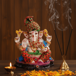 11 Inch Ganesha Idol, Jeweled Pagdi Ganesha, Luxury Ganpati Murti, Rhinestone Ganesha Statue, Ganesh Idol NGT-106, Grand Mandir Decor, Vastu Ganesha Large, Festive Gift Ganesha