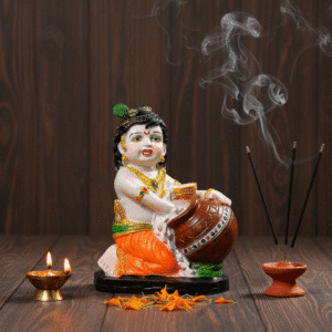 12 Inch Makhan Chor Bal Krishna Idol - Large Laddu Gopal Statue for Mandir