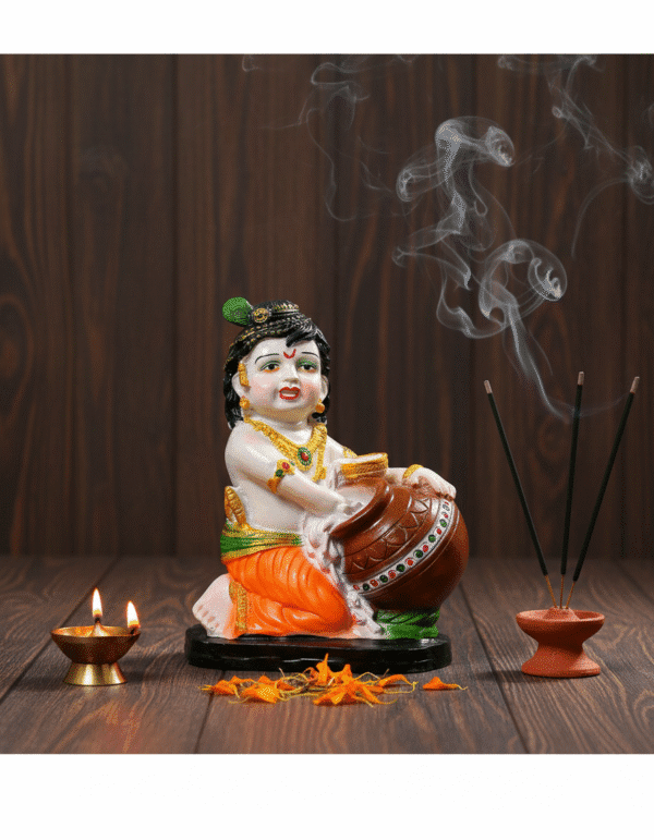 12 Inch Makhan Chor Bal Krishna Idol - Large Laddu Gopal Statue for Mandir