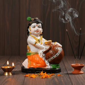 12 Inch Makhan Chor Bal Krishna Idol - Large Laddu Gopal Statue for Mandir