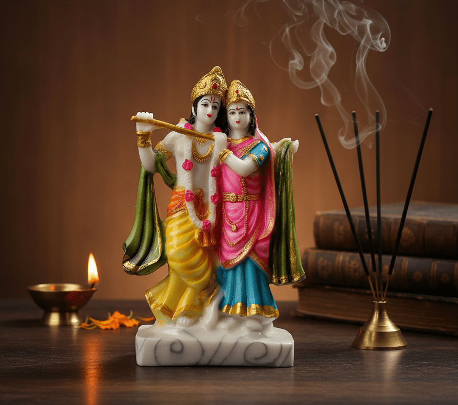 12 Inch Marble Dust Radha Krishna Idol