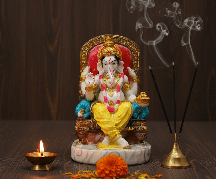 The Grand 14-Inch Ganesha on Sofa Statue: A Vastu Showpiece