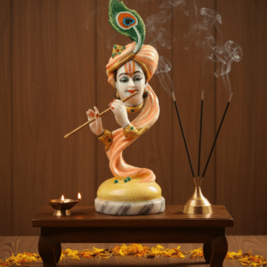 24 Inch Marble Finish Krishna Flute Idol, 24 Inch Krishna, Large Flute Statue, Marble Finish Murti, Face Kishan, Artistic Bal Gopal, Unique Krishna Idol, Peacock Feather, Home Temple Decor,