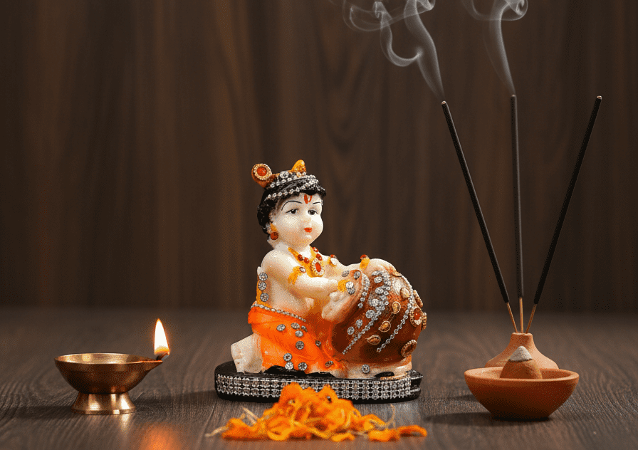 4 Inch Makhan Chor Laddu Gopal Idol - Small Bal Krishna Statue