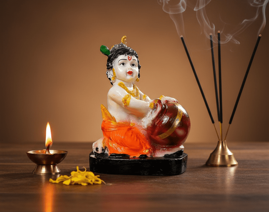 4 Inch Makhan Chor Laddu Gopal Idol - Small Bal Krishna Statue