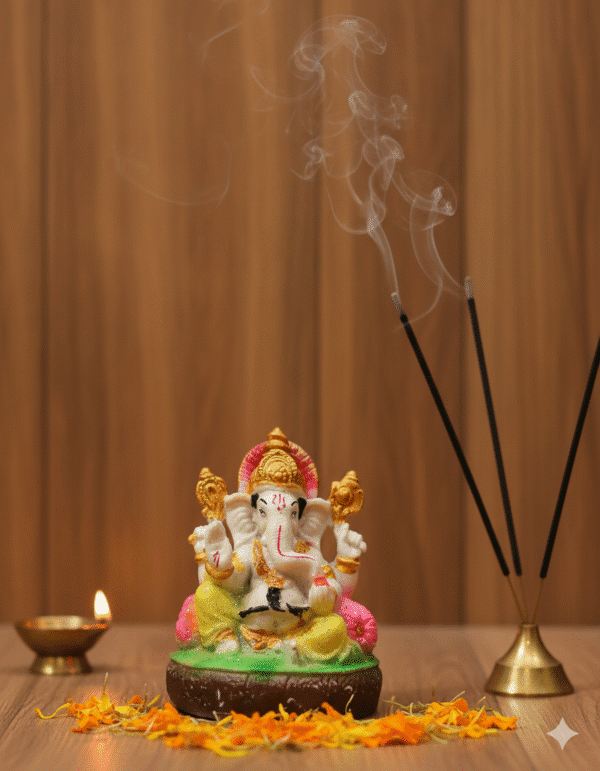 5.5 Inch Ganesha Idol, Small Ganesh Statue, Car Dashboard Ganpati, Glitter Ganesha, Ganesh Idol NGT-033, Office Desk Ganesha, Auspicious Travel Idol, Diwali Return Gift