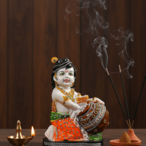 6.5 Inch Laddu Gopal Idol (Makhan Chor) - Bal Krishna Statue with KundanJewelry Work
