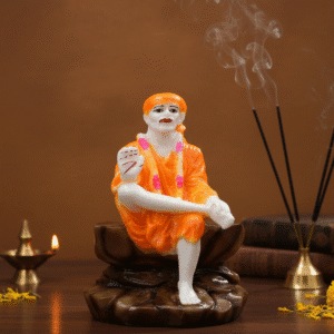 9 Inch Shirdi Sai Baba Murti on Glossy Lotus Base