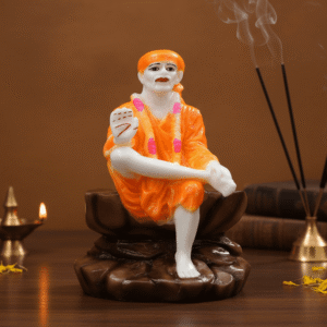 9 Inch Shirdi Sai Baba Murti on Glossy Lotus Base