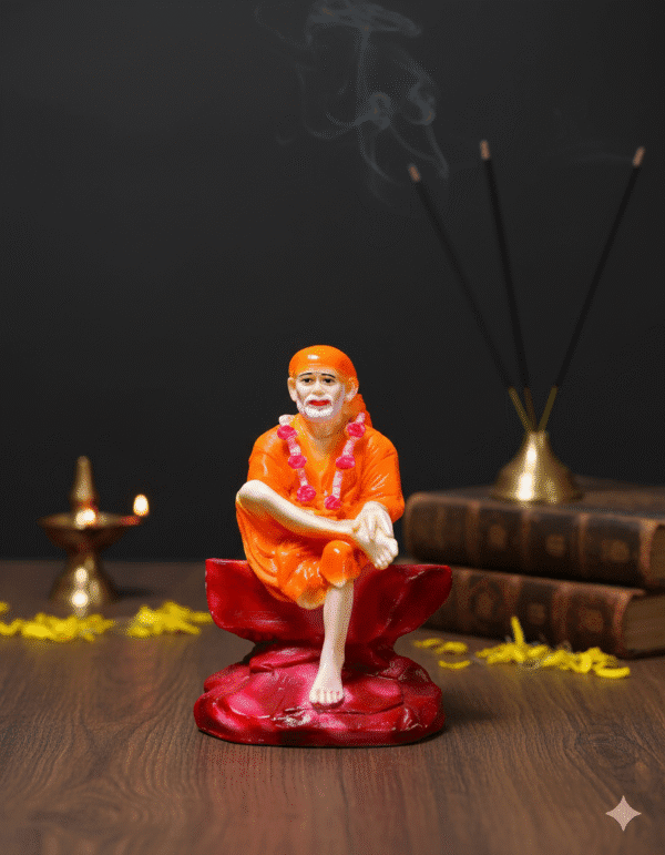 9.5 Inch Shirdi Sai Baba Murti on Glossy Red Base