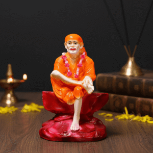 9.5 Inch Shirdi Sai Baba Murti on Glossy Red Base