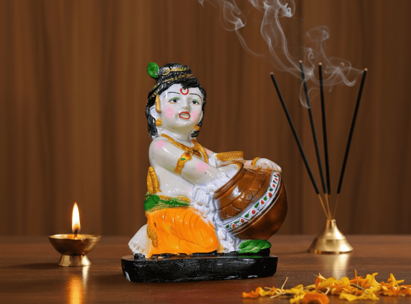 9.5 Inch Makhan Chor Bal Krishna Idol Large Laddu Gopal Statue