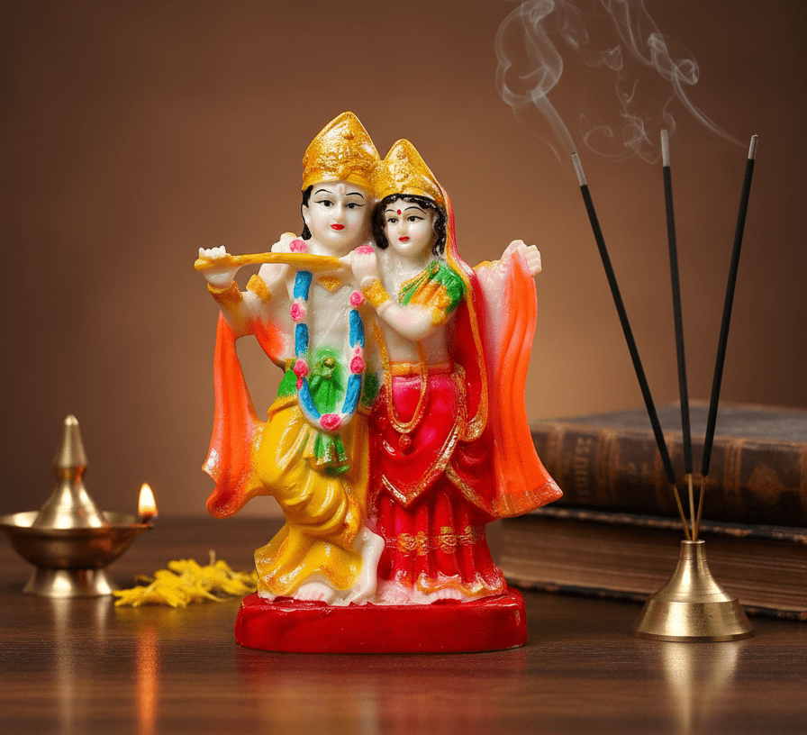 Affordable 8.5 Radha Krishna Idol for Car Dashboard & Pooja