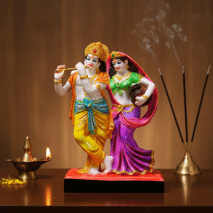 Handcrafted 12 Inch Multicolor Radha Krishna Idol for Home Temple Mandir Decor