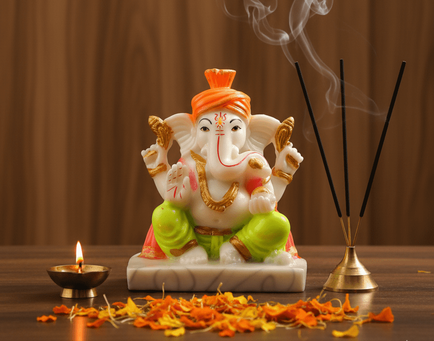 Pagdi Ganesh Murti 6 Inch (Marble Dust)