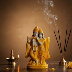 8.5 Inch Brass Radha Krishna Idol Statue for Home Temple