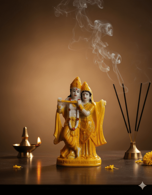 8.5 Inch Brass Radha Krishna Idol Statue for Home Temple