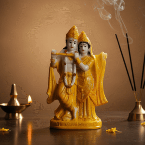 8.5 Inch Brass Radha Krishna Idol Statue for Home Temple