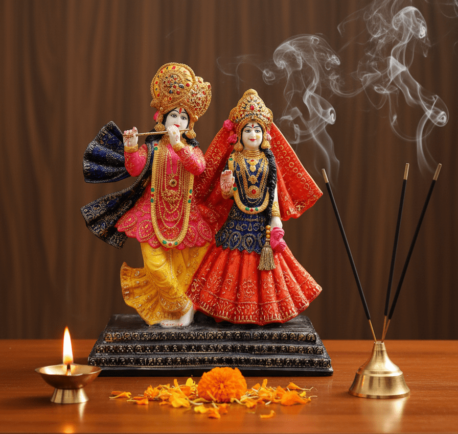 20 Inch ISKCON Radha Krishna Idol - Premium Marble Finish