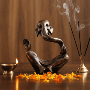 8 Inch Abstract Hawa Ganesha Idol - Antique Bronze Finish Statue