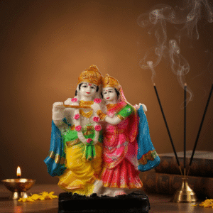 6-Inch Brass Radha Krishna Idol for Home Mandir