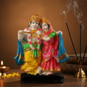 6-Inch Brass Radha Krishna Idol for Home Mandir