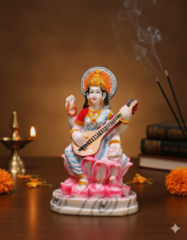 6.5 Inch Saraswati Murti on Lotus