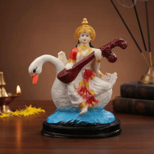 Divine Saraswati Idol on Swan with Veena