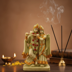 Handcrafted 10-inch Polyresin Radha Krishna Jugal Jodi Idol for Home Mandir