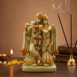 Handcrafted 10-inch Polyresin Radha Krishna Jugal Jodi Idol for Home Mandir
