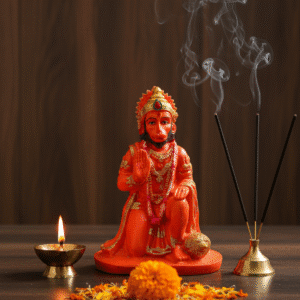 10 Inch Hanuman Idol, Sinduri Hanuman Statue, Large Orange Bajrangbali Murti, Pooja Room Hanuman, Vastu Protection Statue NGT-012, Hanuman Statue for Temple