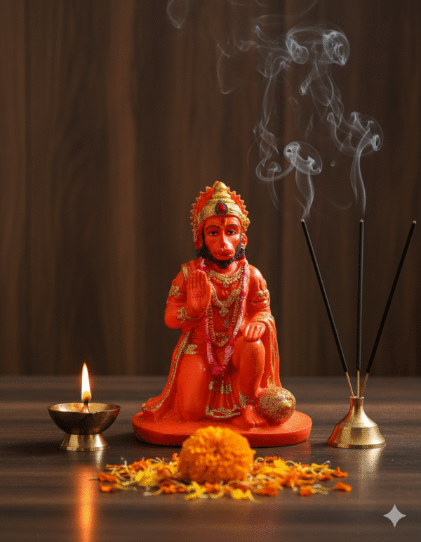 10 Inch Hanuman Idol, Sinduri Hanuman Statue, Large Orange Bajrangbali Murti, Pooja Room Hanuman, Vastu Protection Statue NGT-012, Hanuman Statue for Temple