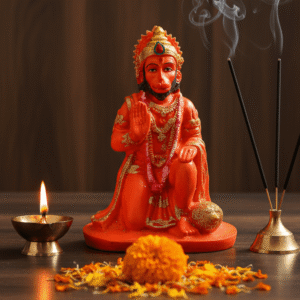 10 Inch Hanuman Idol, Sinduri Hanuman Statue, Large Orange Bajrangbali Murti, Pooja Room Hanuman, Vastu Protection Statue NGT-012, Hanuman Statue for Temple