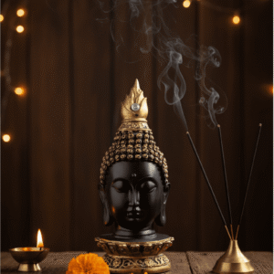 Buddha Head, Black and Gold Decor, Zen Decor, Polyresin Sculpture, Jeweled Buddha, Spiritual Gift