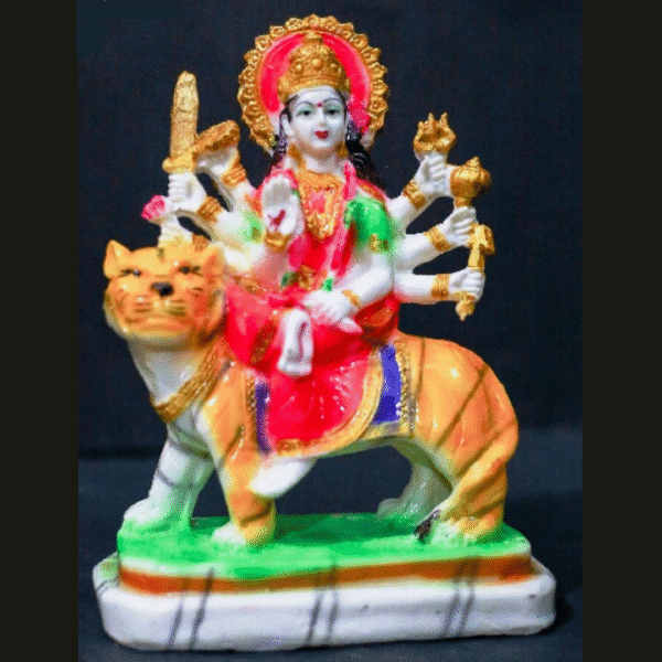 9.5-Inch Maa Durga Idol on Tiger (Marble Touch Finish)