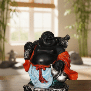Laughing Buddha, 12 Inch Hotei, NGT-185, Antique Buddha, Black Mahadev, Prosperity Statue, Feng Shui Decor, Budai Idol