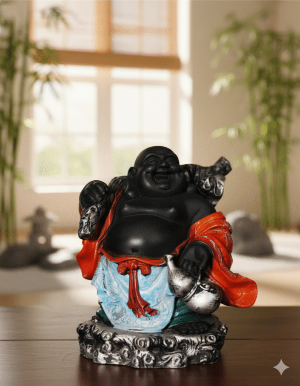 Laughing Buddha, 12 Inch Hotei, NGT-185, Antique Buddha, Black Mahadev, Prosperity Statue, Feng Shui Decor, Budai Idol