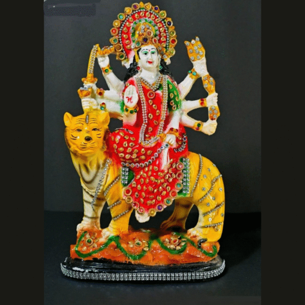 Giant 15-Inch Jeweled Maa Durga Idol on Tiger (Mata BIG)
