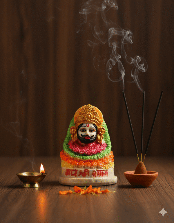 Khatu Shyam Murti, 3.5 Inch Idol, Mini Shyam Baba, NGT-231, Car Dashboard Idol, Polyresin Murti, Small Religious Gift, Colorful Khatu Shyam