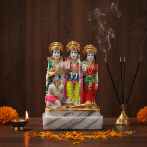 6 Inch Brass Ram Darbar Idol, Lord Rama Family Murti