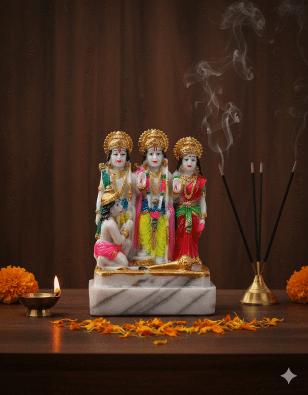 6 Inch Brass Ram Darbar Idol, Lord Rama Family Murti