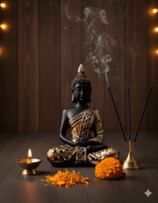 Buddha Statue, Dhyana Mudra, Black Gold Buddha, Antique Decor, Zen Decor, Polyresin Figurine, Mini Buddha,