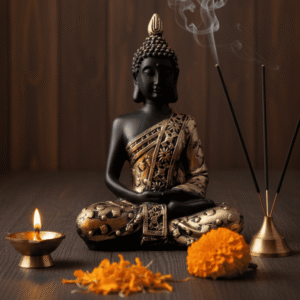 Buddha Statue, Dhyana Mudra, Black Gold Buddha, Antique Decor, Zen Decor, Polyresin Figurine, Mini Buddha,