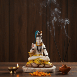 6 inch polyresin Lord Shiva idol NGT-155 Shankar Ji statue in white and colorful finish