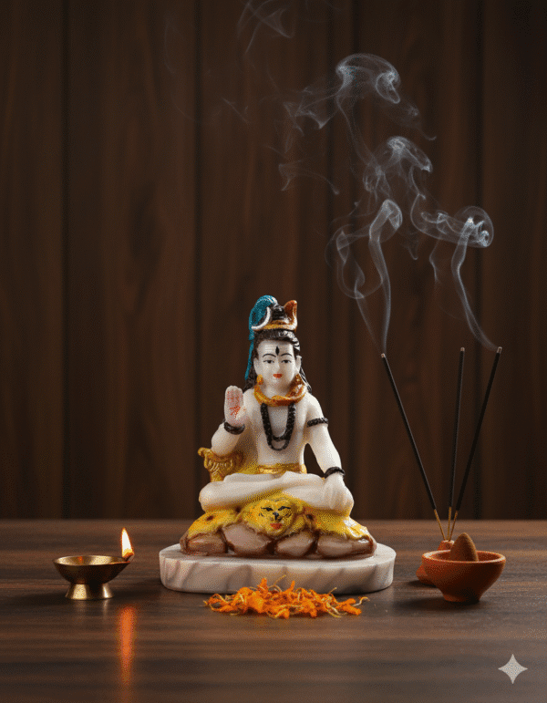 6 inch polyresin Lord Shiva idol NGT-155 Shankar Ji statue in white and colorful finish